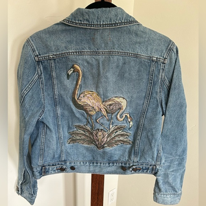 BDG (Urban Outfitters)Jean /Denim Embroidered Flamingo Jacket‎ Women’s Size S-P